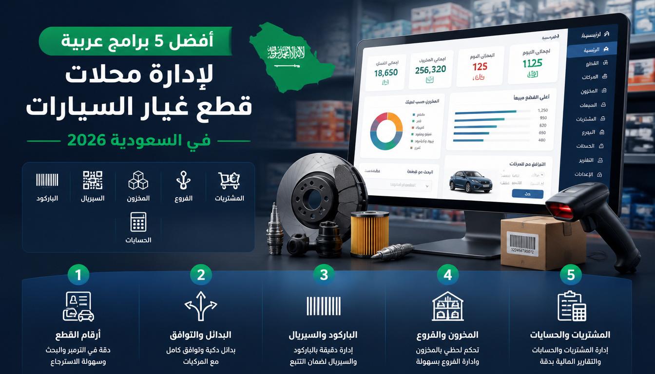 أفضل برامج إدارة محلات قطع غيار السيارات في السعودية والمخزون والباركود وأرقام القطع