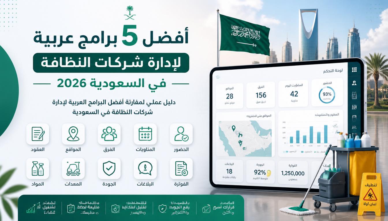 مقارنة أفضل خمسة برامج عربية لإدارة شركات النظافة في السعودية
