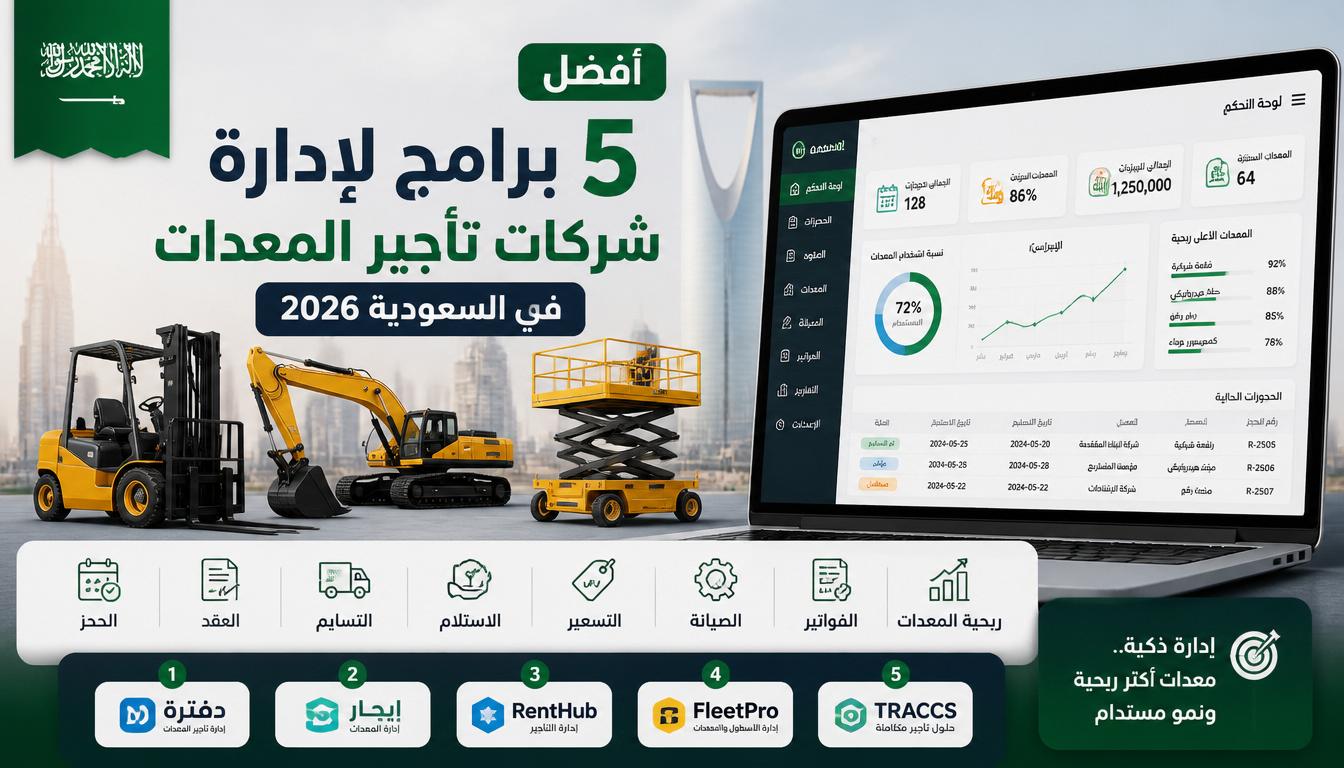 مقارنة أفضل برامج إدارة شركات تأجير المعدات في السعودية
