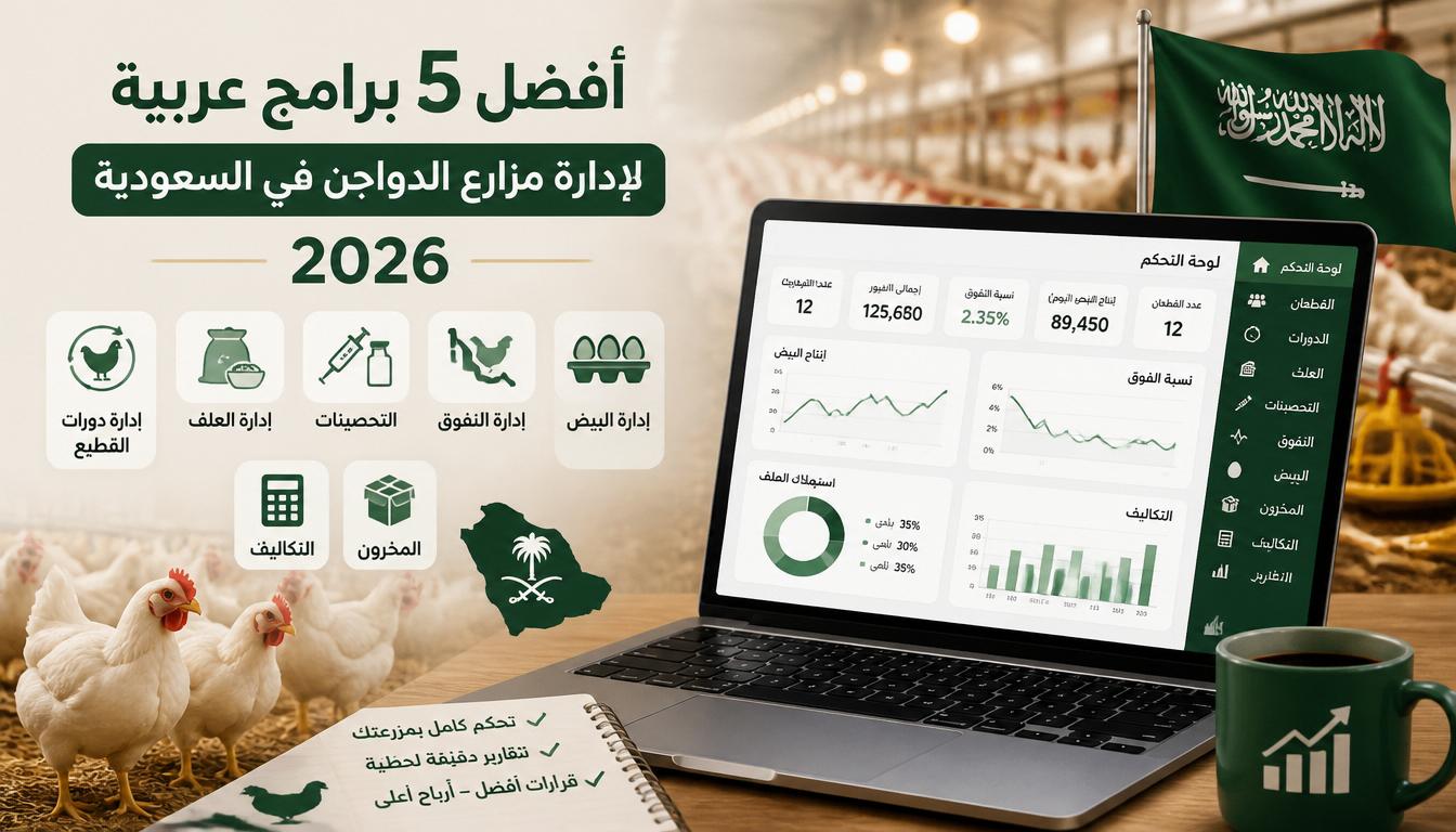 مقارنة أفضل خمسة برامج عربية لإدارة مزارع الدواجن في السعودية