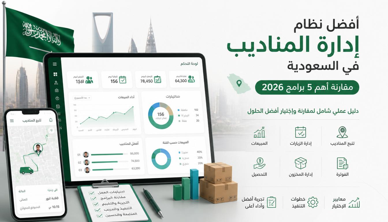 مقارنة أفضل برامج إدارة المناديب في السعودية ومتابعة المبيعات والتحصيل