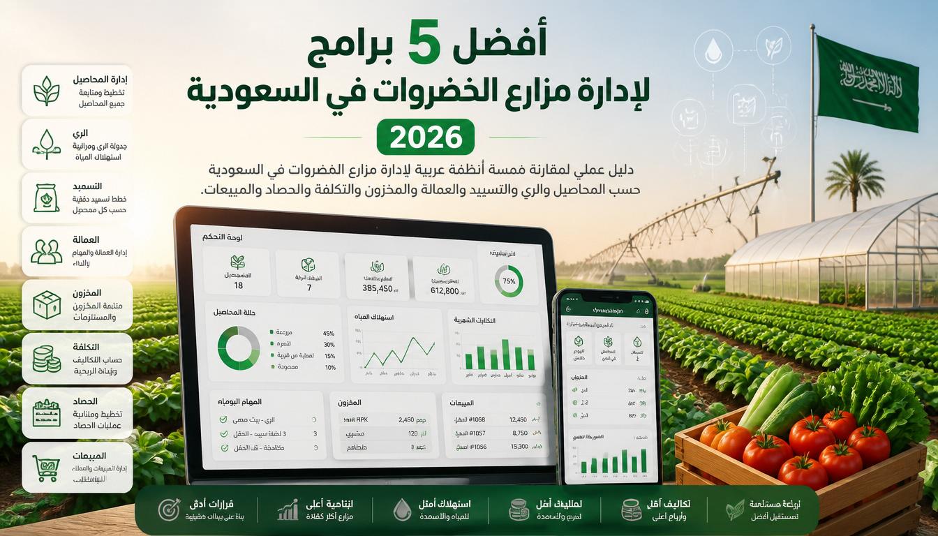 مقارنة أفضل برامج إدارة مزارع الخضروات في السعودية